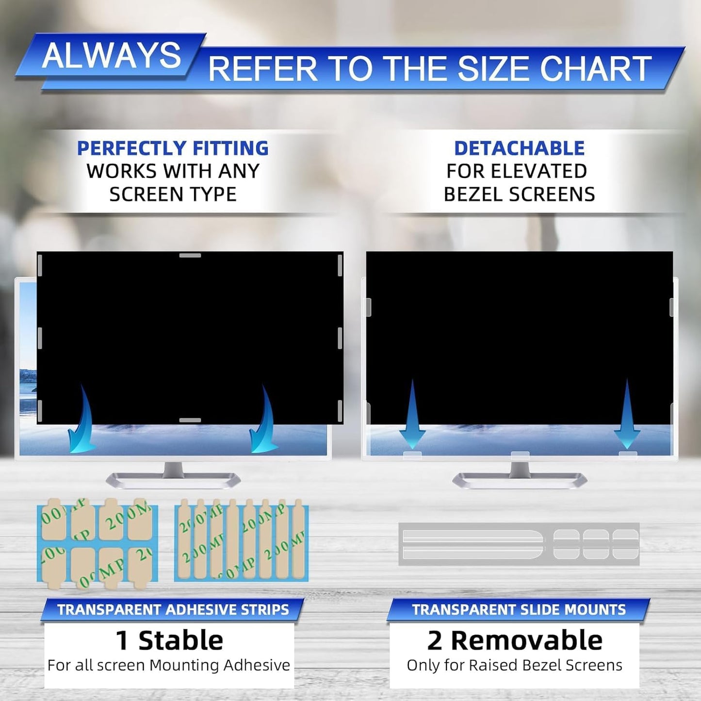 [2 Pack] 27 Inch Computer Privacy Screen , 16:9 Aspect Ratio Monitor Privacy Filter with Anti-Glare, Anti-Blue Light & Anti-Spy Protection, Removable Anti-Scratch Screen Protector for 27-Inch Widescreen Monitors