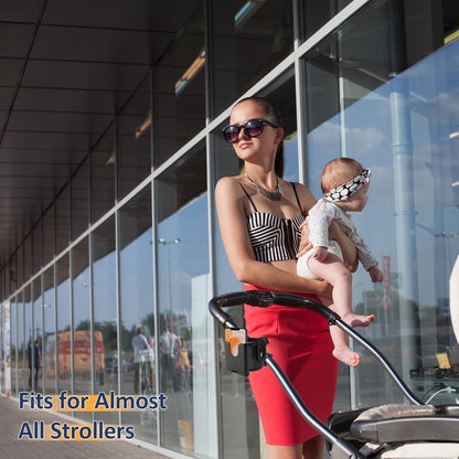 Universal Stroller Cup Holder with Phone Holder, 360°Rotatable Bottle Holder with Strong Clip, Accessories for Stroller, Bike, Wheelchair, Walker, Scooter (UM-SCH-B2409, Large)