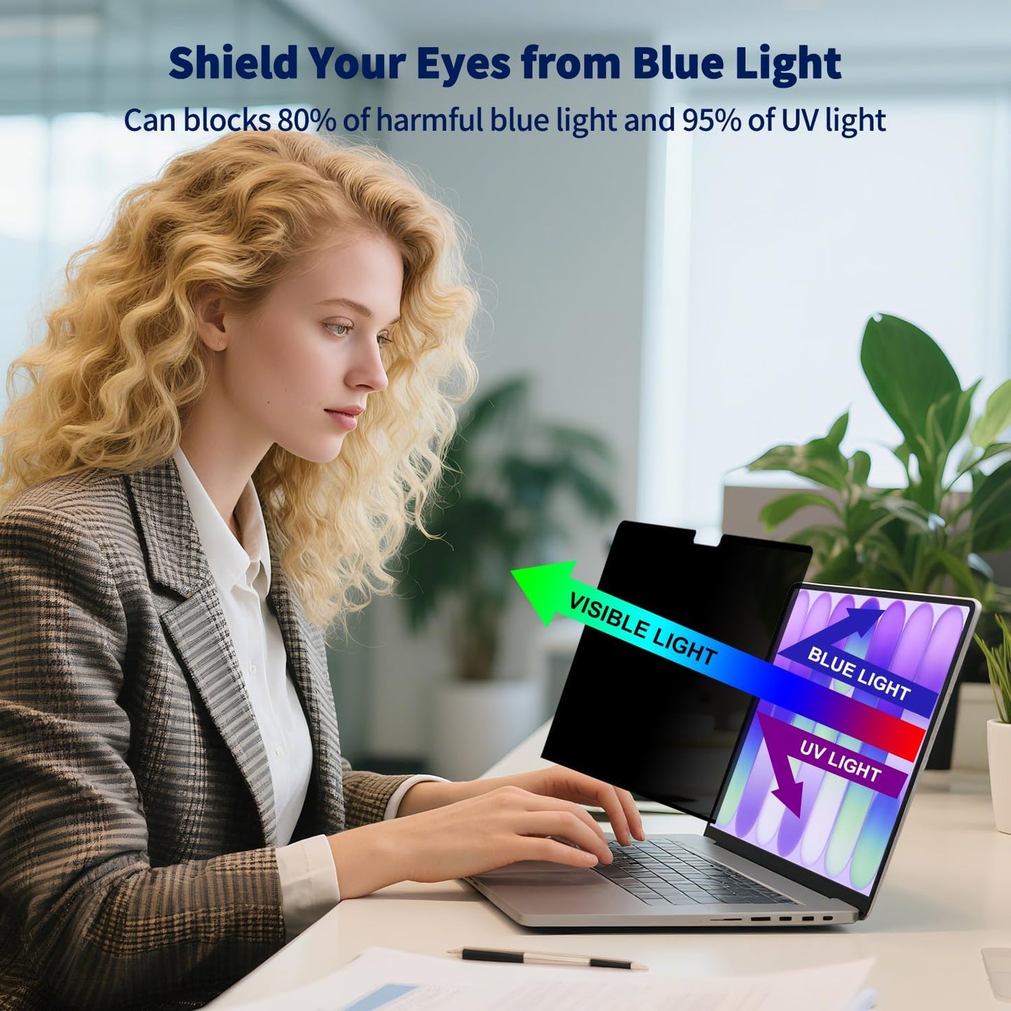 Magnetic Laptop Privacy Screen 14 Inch 16:10, Removable Matte Anti Glare Blue Light Filter - Computer Privacy Shield Not for 14" 16:9 Laptop