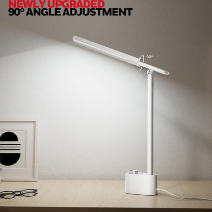 Honeywell Upgraded LED Desk Lamp - H01 Pro Sunturalux™ Foldable Desk Light with USB A+C Charging Ports, 3 Color Modes Dimmable Table Lamp for Home Office Reading(Black)