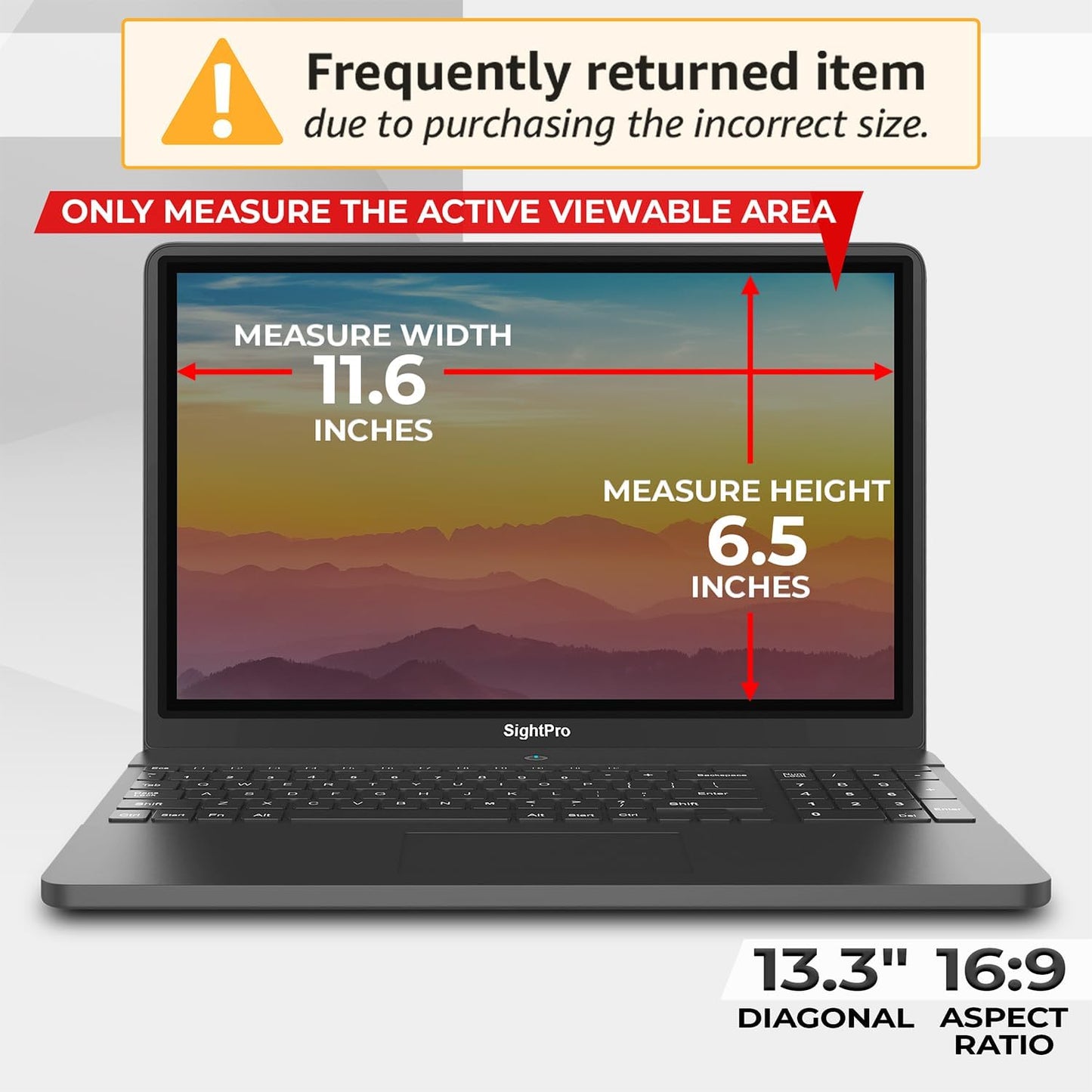 SightPro Magnetic Laptop Privacy Screen 14 Inch 16:9 - Patented Removable Laptop Privacy Filter Shield and Protector