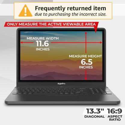 SightPro Magnetic Laptop Privacy Screen 14 Inch 16:9 - Patented Removable Laptop Privacy Filter Shield and Protector