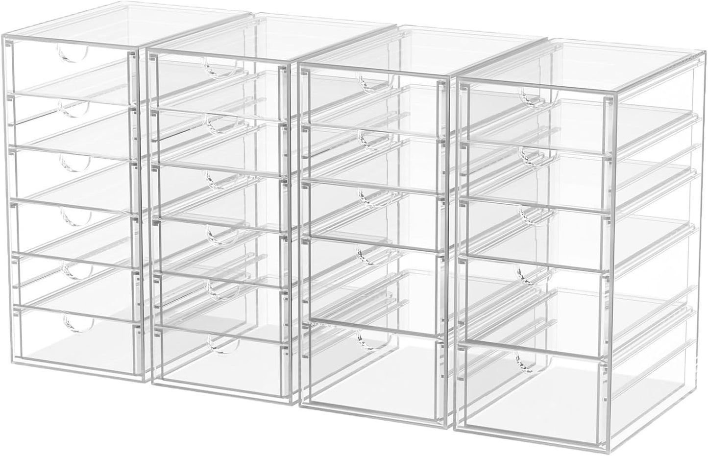 caktraie Makeup Organizer Storage With 16 Drawers, 4 Pcs Desktop Office Supplies, Desk Organizers, Clear Accessories, Dustproof Storage Drawer and for Make Up, Jewelry, Pen, Stationary