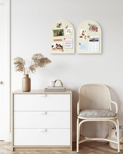 Arched Felt Bulletin Board, Cork Board Alternative for Wall, 10.6in x 14.6in Self-Adhesive Pin Board, 0.35" Thick 2 Pack for Home Office Decor (Camel-2727-2p)