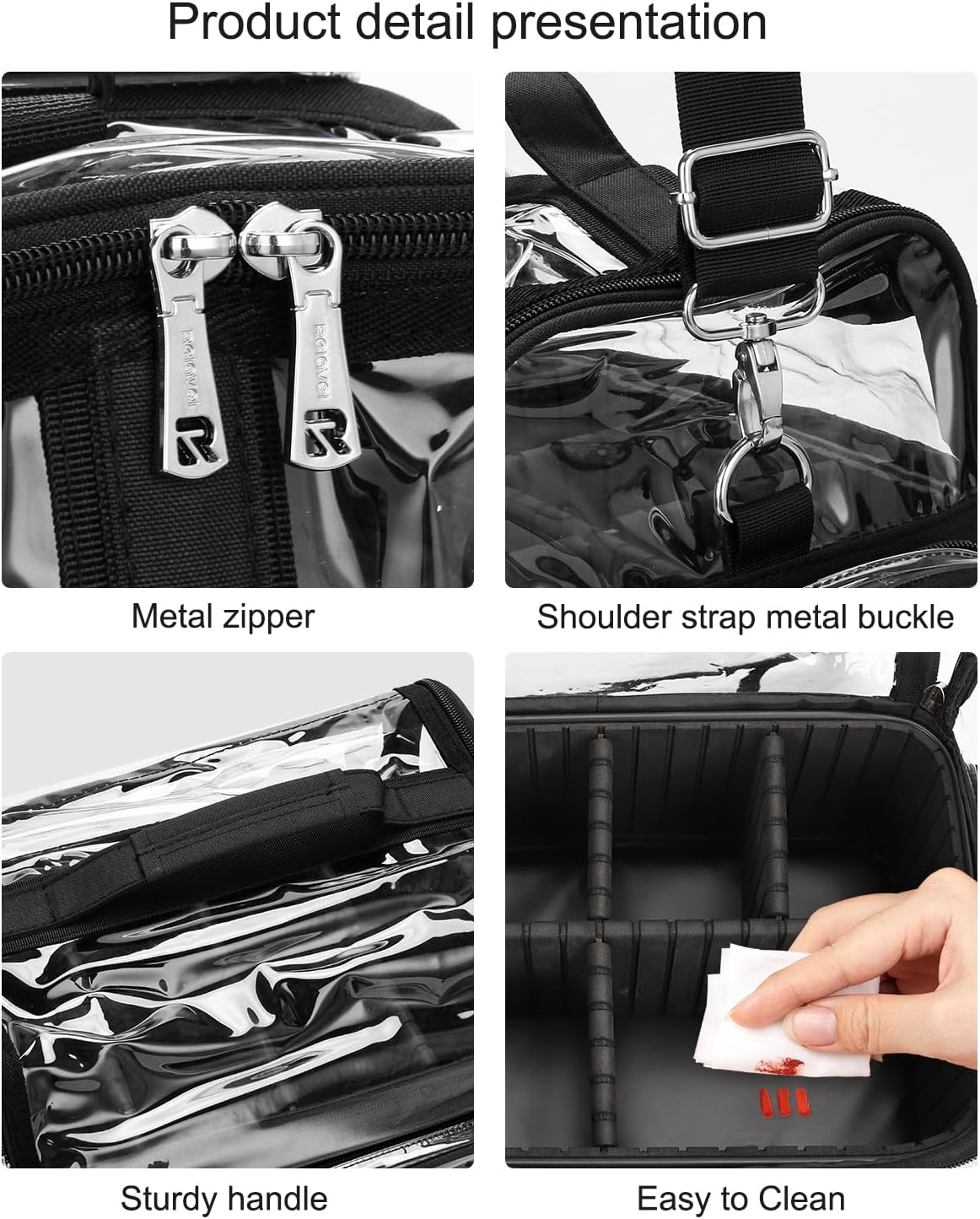 Makeup Brush Bag, Makeup Brush Holder Travel Stand-up Makeup Cup Large Makeup Brush Organizer Case Professional Cosmetic Bag Artist Storage Bag with Adjustable Divider (Large, Black)