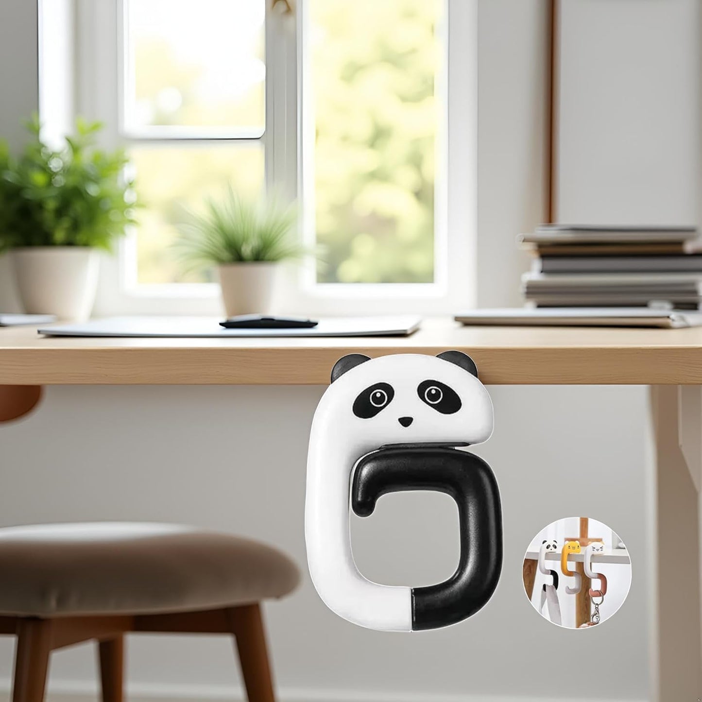 Panda Handbag Hook Hanger, Portable Folding Table Hook for Desk, Under Table Bar, Purse Holder Handbag Accessory, Handbag Hangers (2.95x1.96 inches)