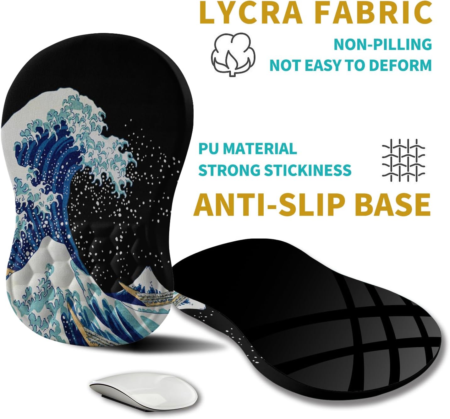 Hokafenle Ergonomic Mouse Pad Wrist Support, Wrist Rest Mousepad for Carpal Tunnel Pain Relief with Integrated Memory Foam Slope Massage Bulge (11.8x7.9 inch,Topographic Contour)