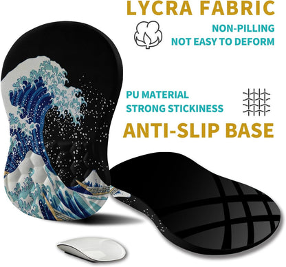 Hokafenle Ergonomic Mouse Pad Wrist Support, Wrist Rest Mousepad for Carpal Tunnel Pain Relief with Integrated Memory Foam Slope Massage Bulge (11.8x7.9 inch,Topographic Contour)