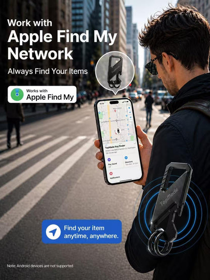 Keychain, Works with Apple Find My, Heavy Duty Key Chains Carabiner Bottle Opener, Car Key Finder with GPS Tracker, Rechargeable Bluetooth Key FinderTracker for Luggage, Bags, Backpack etc, Black