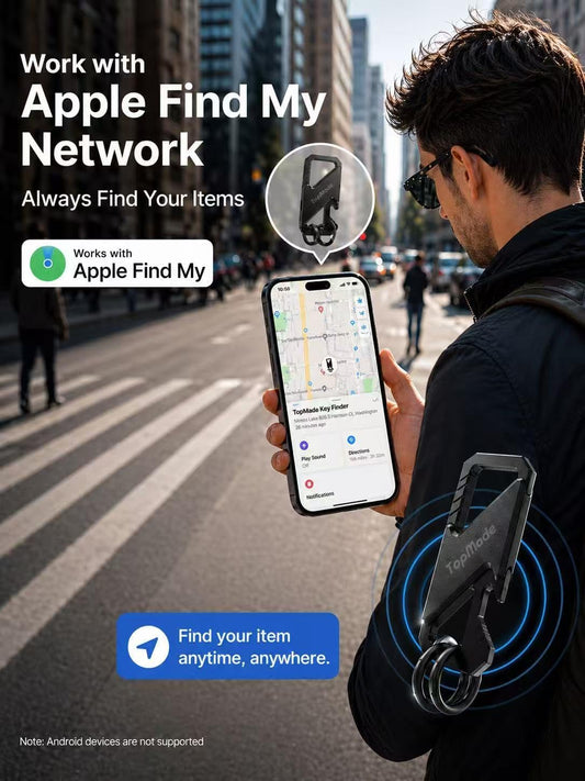Keychain, Works with Apple Find My, Heavy Duty Key Chains Carabiner Bottle Opener, Car Key Finder with GPS Tracker, Rechargeable Bluetooth Key FinderTracker for Luggage, Bags, Backpack etc, Black