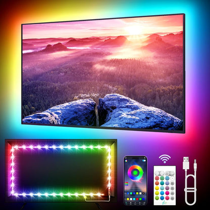 KANTUTOE LED Lights for TV, 16.4ft TV LED Backlight for 45-75 Inch TVs, RGB TV Backlight Behind with Music Sync, Smart APP and Button Control Strip Lights USB Powered for Bedroom/Gaming
