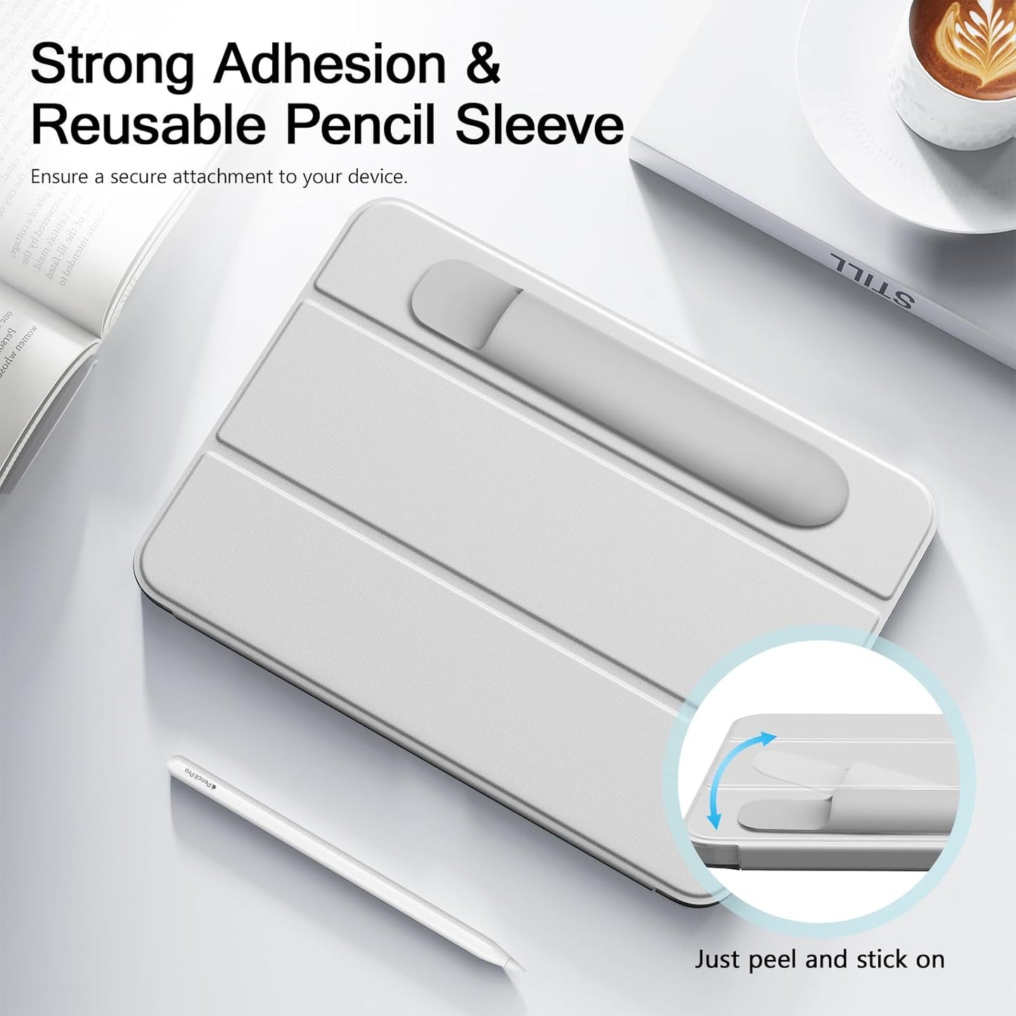 MoKo Pencil Case Holder, Adhesive Silicone Pencil Protected Sleeve Compatible with Apple Pencil Pro/ (USB-C)/ 1st/ 2nd Generation, Similarly Sized Styluses Accessories, Black