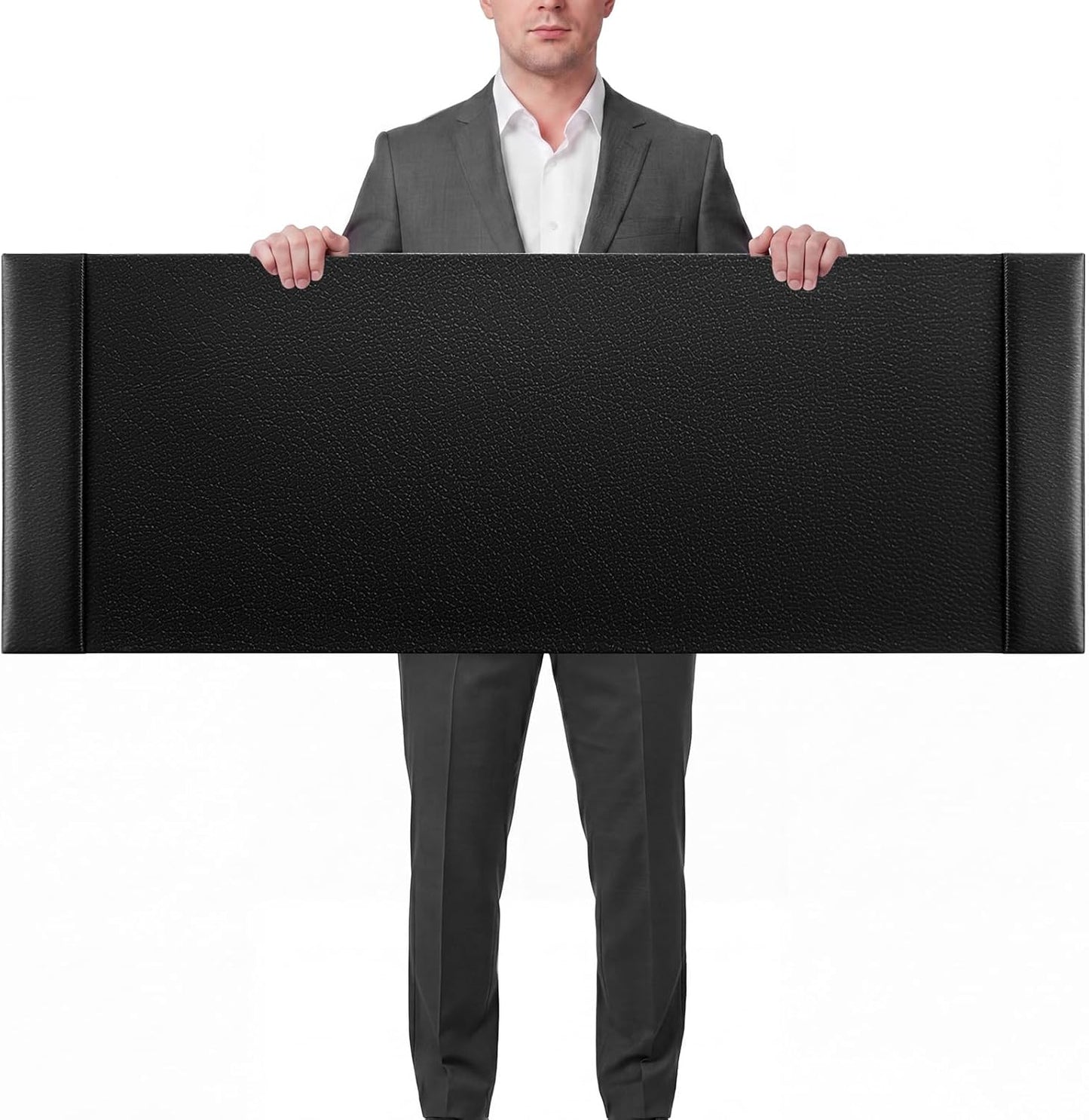 30 x 18 Inch Leather Desk Pad Protector with Side Rails, Executive Office Desk Mat for Home Workspace, Writing Surface, Mouse & Keyboard Pad, Elegant Gift for Men Dad Husband (Brown)