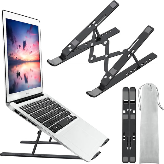 Leeboom Laptop Stand for Desk, Ergonomic Adjustable Aluminum Foldable Portable Computer Stand, Lecterns & Podiums, Fits 10-15.6" MacBook Air Pro HP Lenovo Dell Laptops & Tablets(Silver)