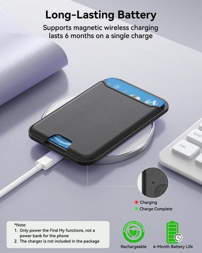 for MagSafe Wallet, Works with Apple Find My,5 Card Holder with Stand, Magnetic Phone Wallet Stand for iPhone 17/16/15/14/13/12 Pro Max Air Plus, RFID Blocking Vegan Leather,Black
