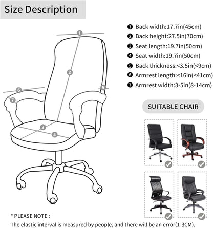 FORCHEER Office Chair Armrest Covers 12-15 Inch Velvet Elastic Black Arm Rest Covers for Desk Computer Chairs Washable