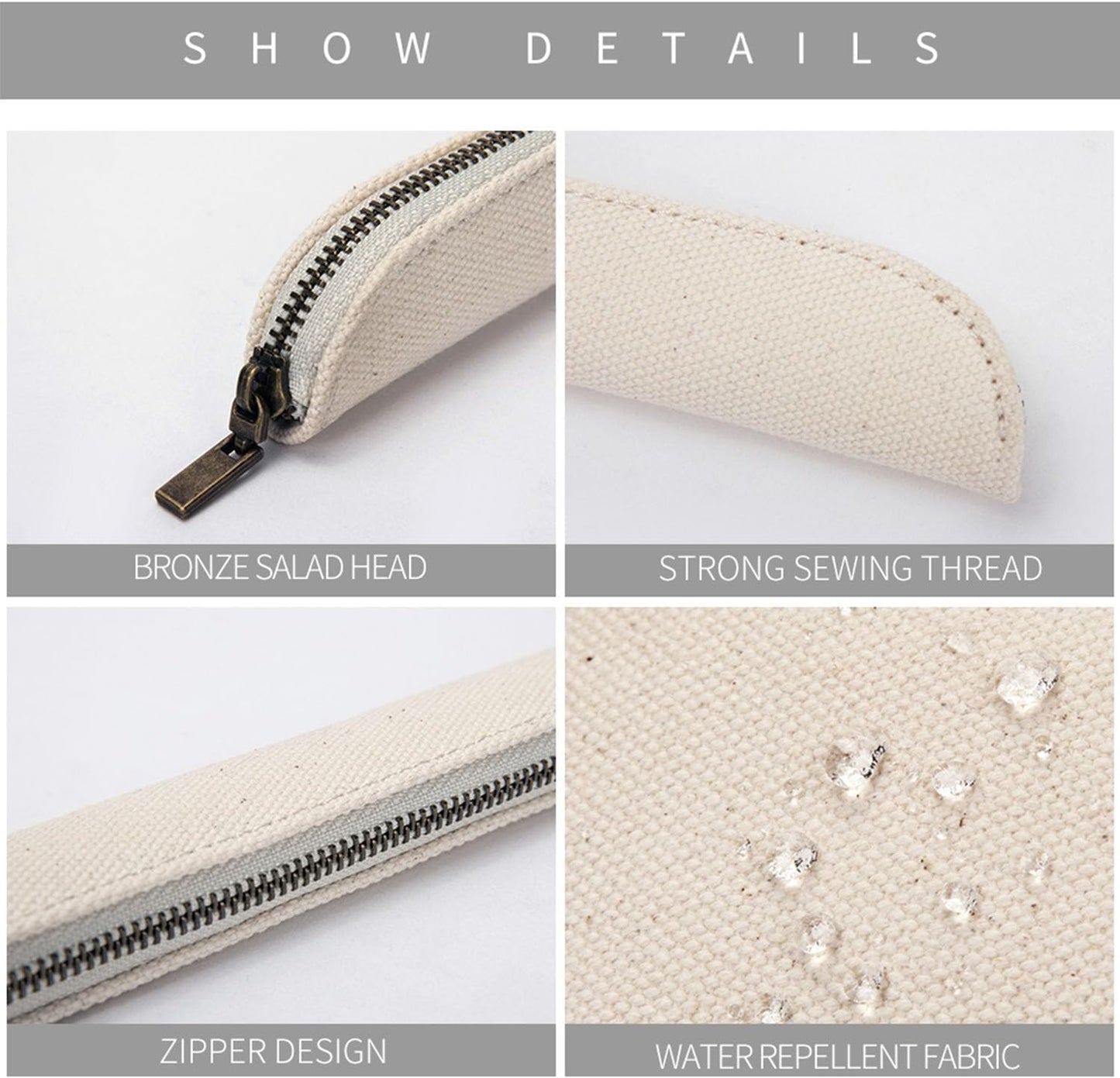 Pencil Case Durable Pencil Pouch for Pens School Featuring Oxford Lap Design (Khaki,Oxford)
