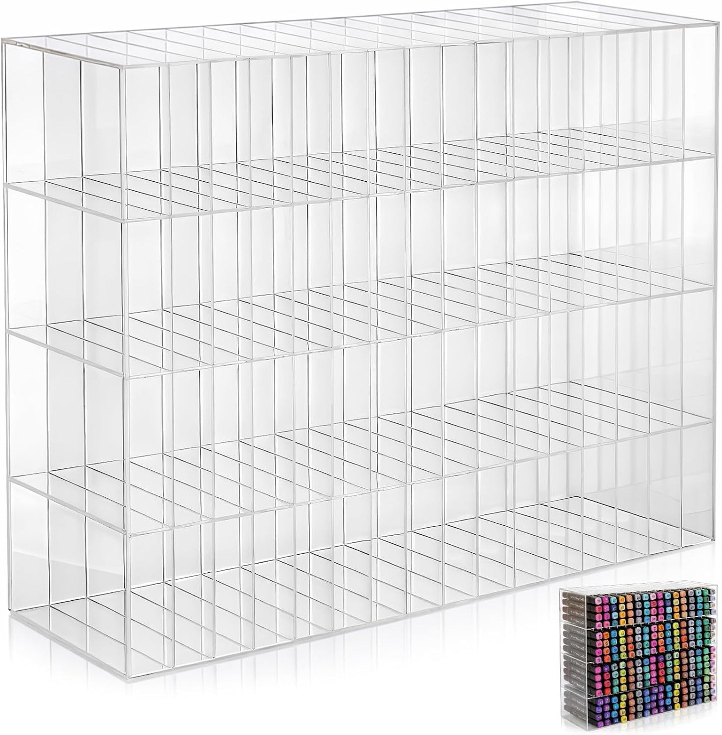 Colingmill Acrylic Marker Organizer for 480 Markers, Extra Large Art Marker Storage Rack for Desk, Durable Pencil Holder Desk Storage for Artists Teachers Students Office Birthday Gifts(Large)