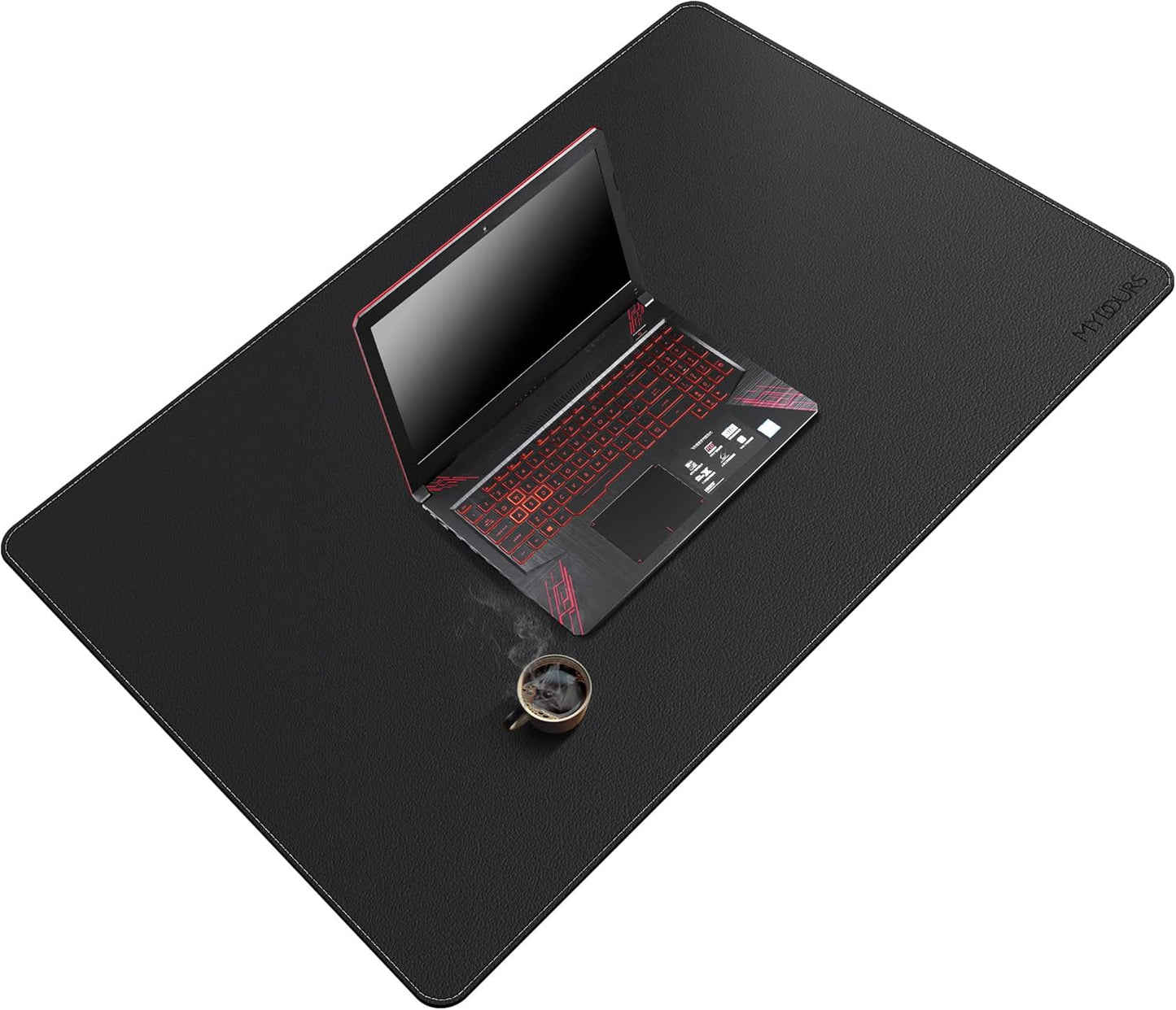 Mydours 40" x 20" Extra Large Desk Mat, PU Leather & Cork Desk Pad, Large XXL Desk Mouse Pad for Workstation, Office, Home, Computer Desk Mat with Keyboard & Mouse (Black)