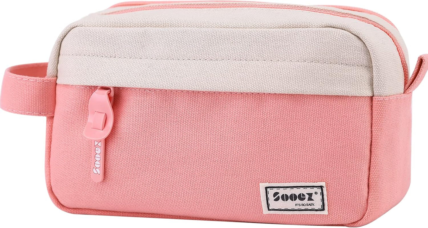 Sooez Original High Capacity Pencil Case, Big Pencil Bag Pouch Box Organizer Pen Case, Aesthetic Supply for Girls Adults, Portable Journaling Supplies with Easy Grip Handle & Loop, Mint Green