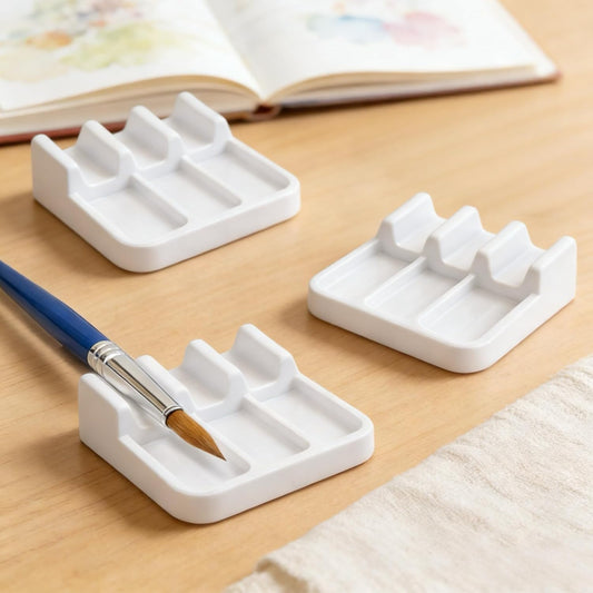 3PCS 3 Slots Paint Brush Rest Holder – Portable Durable Brush Holder Caddy, Easy to Clean Artist Tool Organizer Stand for Painting Accessories Art Supplies