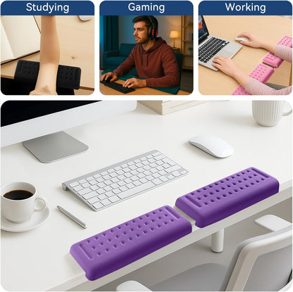Sushret L-Shaped Desk Elbow Pad for Desk, 2-Pack Memory Foam Elbow Rest for Desk Edge Cushion, Non-Slip Ergonomic Arm Rest for Wrist, Palm & Forearm Support, Office Home, Separate Design, Black