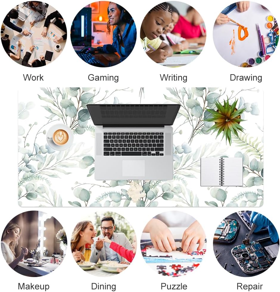 QIYI Large Mouse Pad, Cute Pink Desk Mat for Desktop, Women Girls PU Leather Desk Pad Waterproof Gaming Mousepad, Rose Gold Marble Computer Protector Writing Pad for School Office Home 31.5" x 15.7"