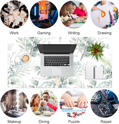 QIYI Large Mouse Pad, Cute Pink Desk Mat for Desktop, Women Girls PU Leather Desk Pad Waterproof Gaming Mousepad, Rose Gold Marble Computer Protector Writing Pad for School Office Home 31.5" x 15.7"