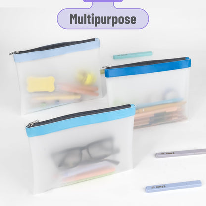 Mr. Pen- Clear Pencil Pouch, 8.50"x4.25", 3 Pack, Durable TPU Material, Medium Water-Resistant Pencil Bags with Smooth Zipper, Multipurpose Clear Pouch for Stationery, School, Office, Travel Supplies