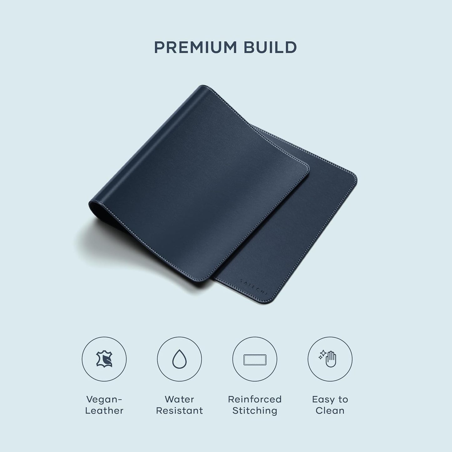 Satechi Vegan Leather Desk Mat, Large Mouse Pad Scratch and Water Resistant, Easy to Clean, Desk Pad for Office and Home, 26.8” x 12.4” x 0.1” - Black