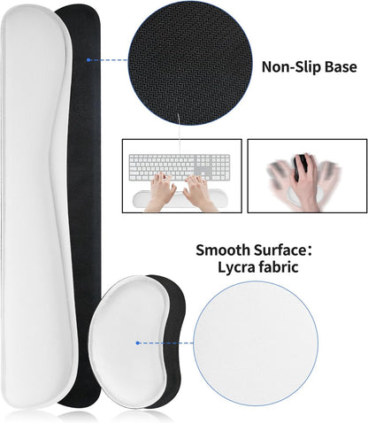 Bloss Leather Desk Pad and Keyboard Wrist Rest, Large Mouse Pad + Keyboard Pad+Mouse Wrist Support, Non-Slip Desk Mat Protector for Office, Home(31.5×15.7 Inches,Beige) - Colors A