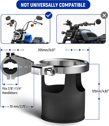 LEXIN C4 Extra Large Motorcycle Cup Holder for Harley Davidson, Max 32oz Drink Holder with 360° Ball Swivel, Aluminum Clamp for 7/8"-1 1/4" Handlebar/Bumper/Pole Mount, Apply for ATV, UTV, Boat, More