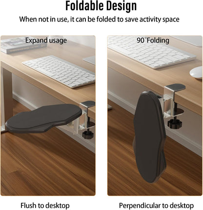 Ergonomic Arm/Elbow Rest for Desk - Foldable Rotatable Elbow Support for Computer Desk, Office & Gaming Comfort (Foldable Rotating Black)