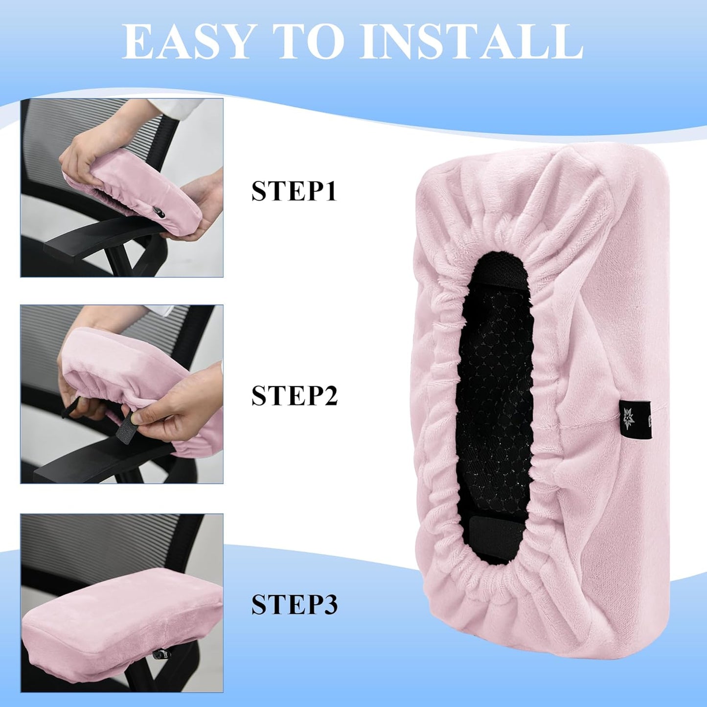 SPRING SEAON Office Chair Arm Covers Soft Memory Foam Arm Rest Pads Short Plush Gaming Chair Armrest Cushion Provide Cushioning for Elbows and Forearms 2 Pack Chair Covers for Arms (Pink)