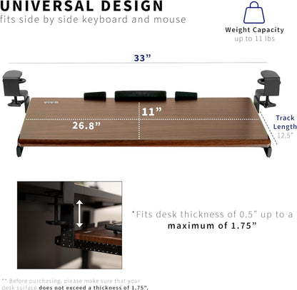 VIVO Large Height Adjustable Under Desk Keyboard Tray, C-clamp Mount System, 27 (33 Including Clamps) x 11 inch Slide-Out Platform for Typing, White, MOUNT-KB05HW