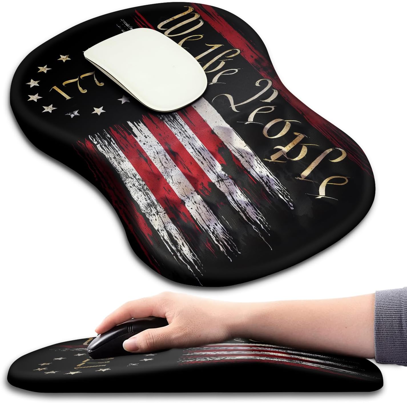 Hokafenle Ergonomic Mouse Pad Wrist Support with Massage Design, Wrist Rest Pain Relief Mousepad with Memory Foam&Non-Slip PU Base, Mouse Pads for Wireless Mouse & Desk (12x8 inch,Black)