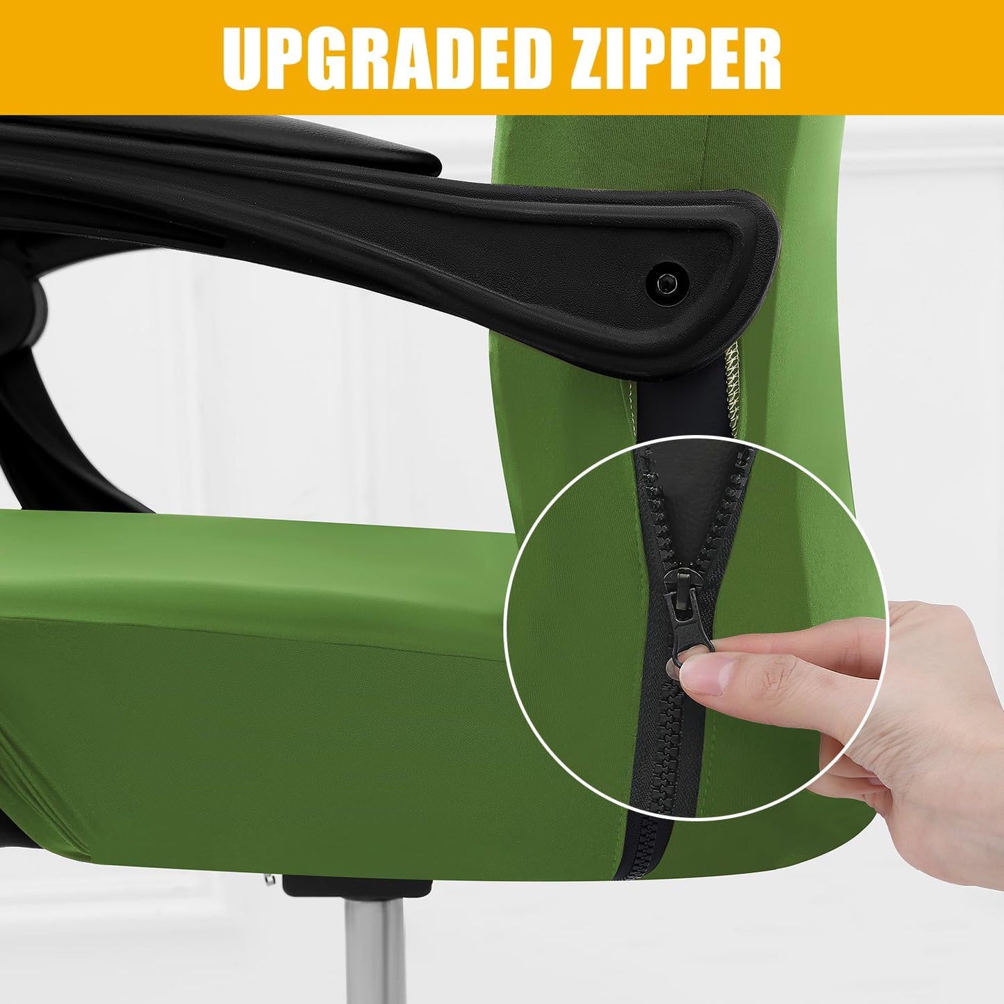 Smiry Stretch Printed Office Chair Armrest Covers, 2 Pcs Soft Fit Removable Washable Computer Desk Chair Arm Covers Protector, Black