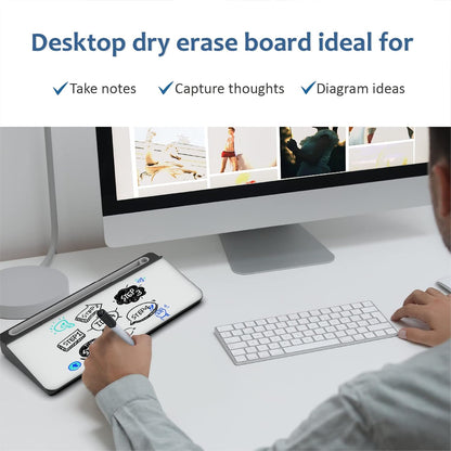 Audio-Visual Direct - Glass Desktop Computer Keyboard Whiteboard Notepad Set, Black (Includes Neon Marker, Eraser & Sticky Notes)