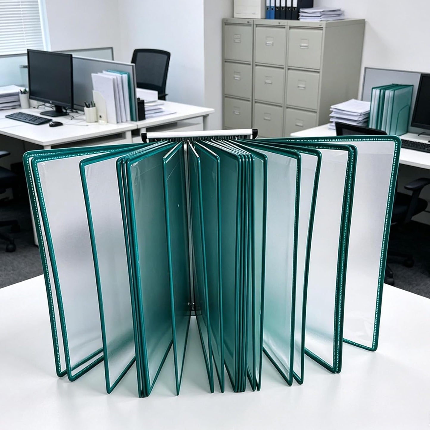 Wall Mount Reference and Display System - Wall Mount Catalog Display Rack, Wall Mounted Reference System, with 20 Easy-Load Pockets - 40 Sheet Capacity - A4 Letter Size (Green)