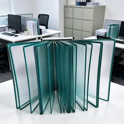 Wall Mount Reference and Display System - Wall Mount Catalog Display Rack, Wall Mounted Reference System, with 20 Easy-Load Pockets - 40 Sheet Capacity - A4 Letter Size (Green)