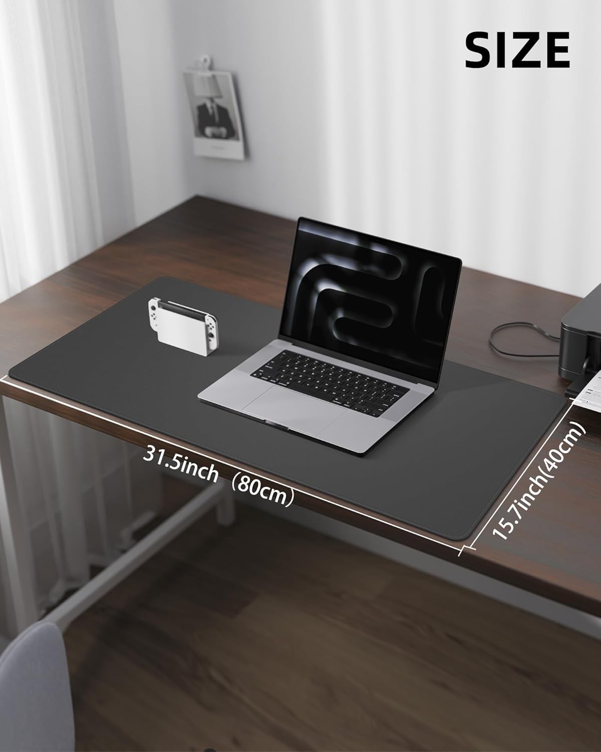 AFIING Desk Pad Protector 23.6" x 13.7" - Non-Slip Waterproof PU Leather Desk Mat for Mouse, Keyboard, Laptop, Office and Home Workspace (Beige)
