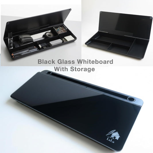 Glass Desktop Whiteboard with Storage Drawer – Premium Dry Erase Board for Desk Notes, Planning & Organization