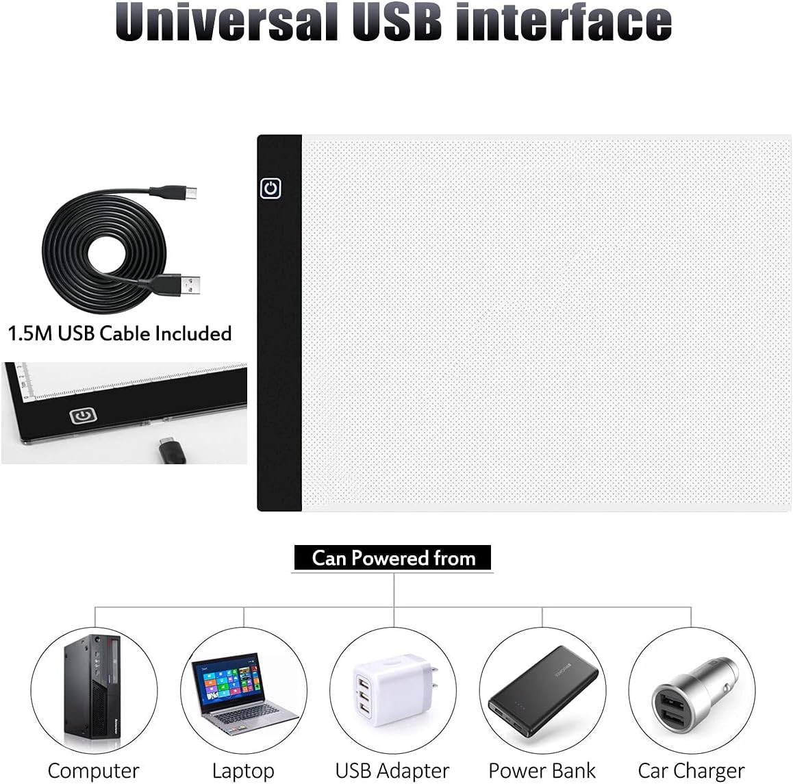SevenFish Diamond Painting Tools A4 LED Light Pad, Stand, Handbag, USB Powered Ultra-Thin Adjustable Brightness Light Board Light Box for Drawing, Tracing, Sketching, 5D Diamond Art Painting