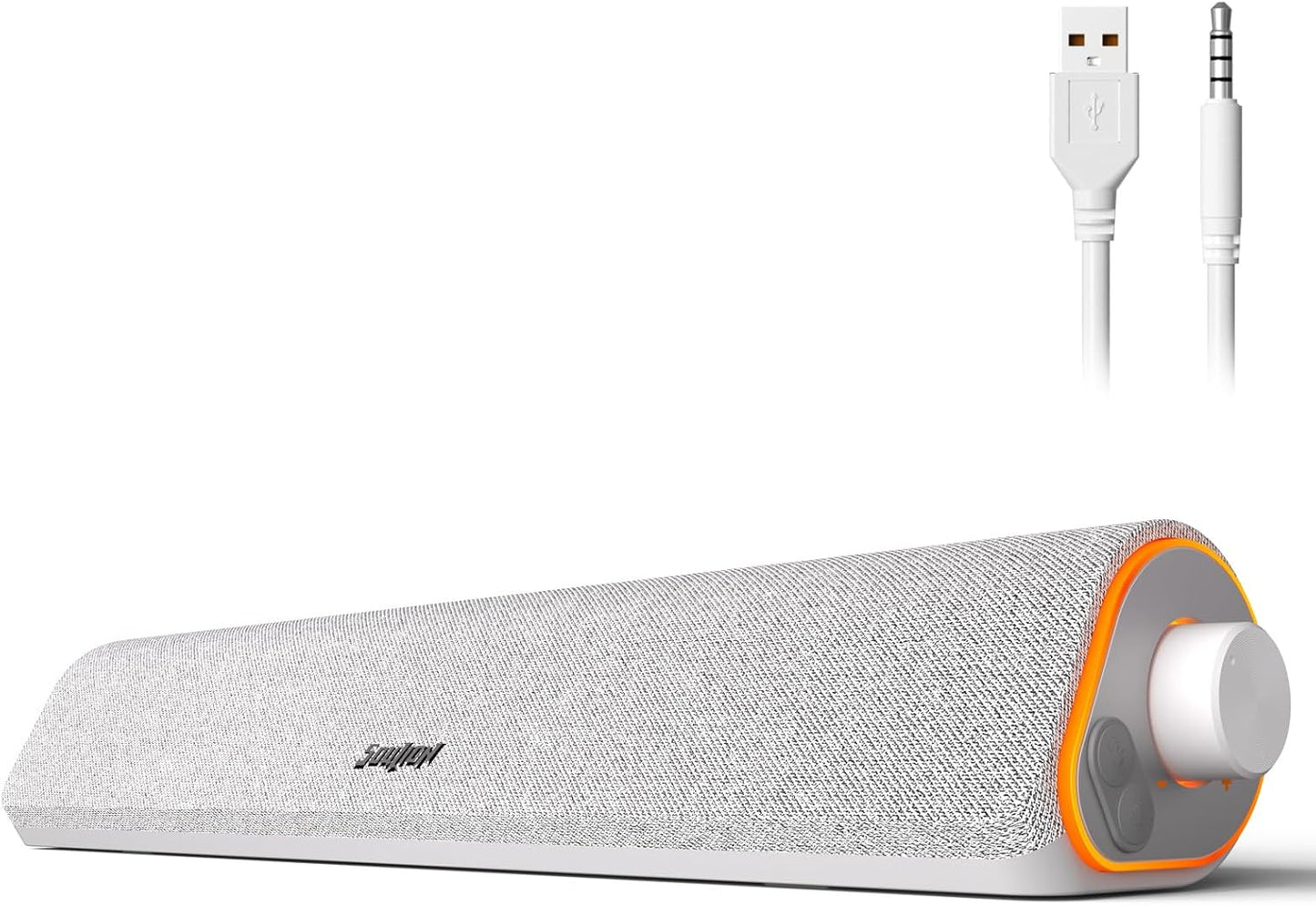 SOULION R50 Bluetooth Computer Speakers, 3.5mm PC Sound Bar for Desktop Monitor, Wired USB Powered & Colorful LED Lights with Switch Button, Surround Sound Soundbar PC Spearkers for Computer