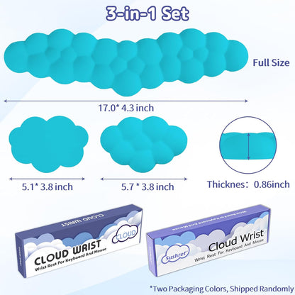 Sushret Cloud Wrist Rest for Keyboard and Mouse, Memory Foam PU Leather Keyboard Wrist Rest with Ergonomic Support, Non-Slip Base, Cute Arm Rest Pad & Palm Cushion, Office Desk Accessory, Purple