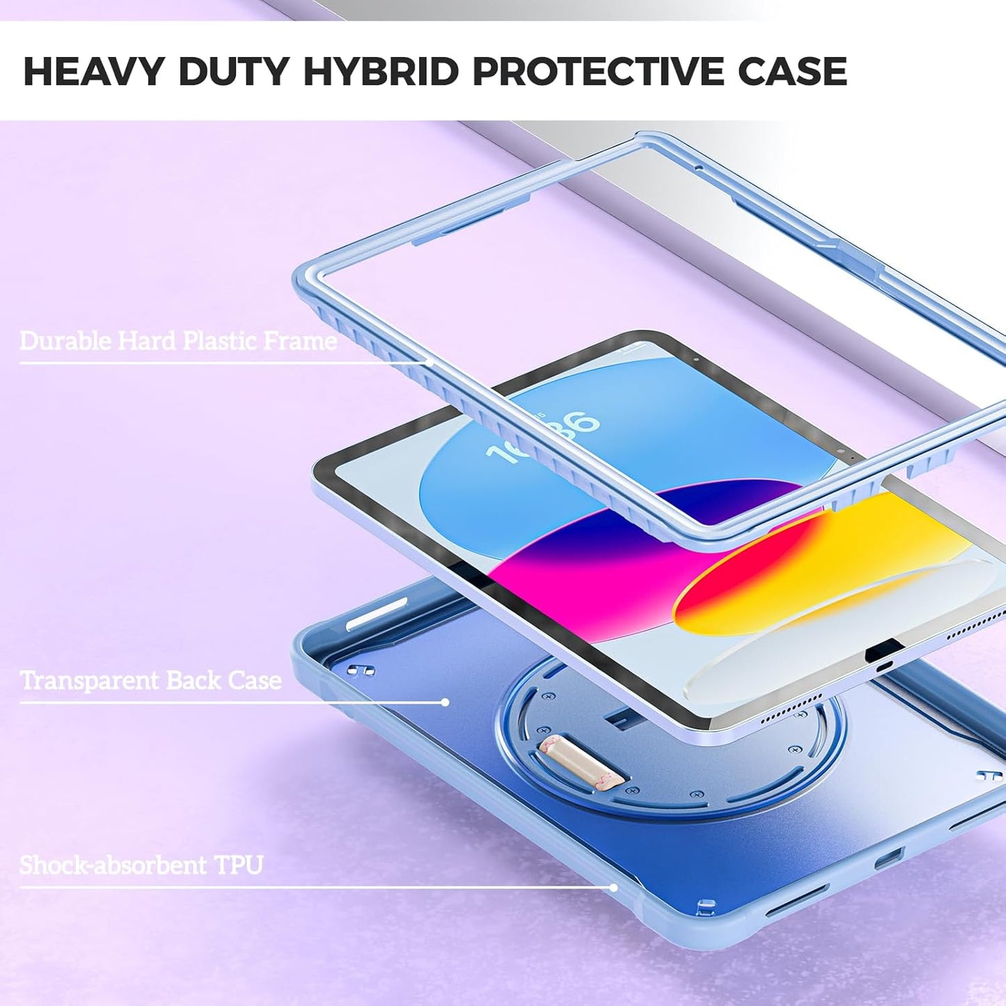 ProCase for iPad 11th Generation A16 2025/iPad 10th Generation Case 10.9 Inch 2022, Heavy Duty Shockproof Rugged Cover with Hand Strap 360 Degree Rotatable Kickstand Protective for iPad 11/10 -Black