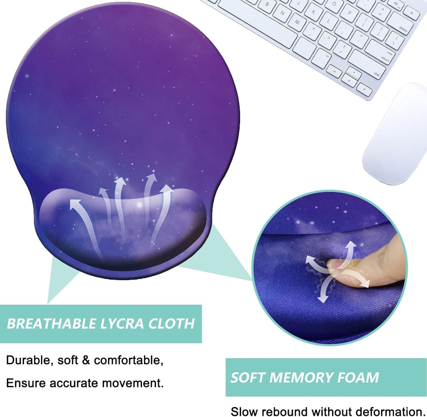 Mouse Pad with Wrist Support, Ergonomic Mouse Pad with Memory Foam Wrist Rest Cushion, Non-Slip Rubber Base Gaming Mice Pad for Home Office Computer Laptop, Flowers Grass