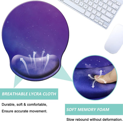 Mouse Pad with Wrist Support, Ergonomic Mouse Pad with Memory Foam Wrist Rest Cushion, Non-Slip Rubber Base Gaming Mice Pad for Home Office Computer Laptop, Flowers Grass