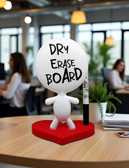 Dry Erase Board - TITTO in Love, Draw Your Ideas - Ceramic Doll - Black Office Design Desk - Coworkers Office Home Gift (Black)