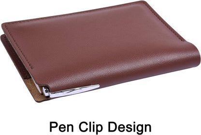 Wisdompro Journal Cover, 2 Pack PU Leather Notebook Cover for Field Notes, or other 3.5" x 5.5" Pocket Notebooks - Black